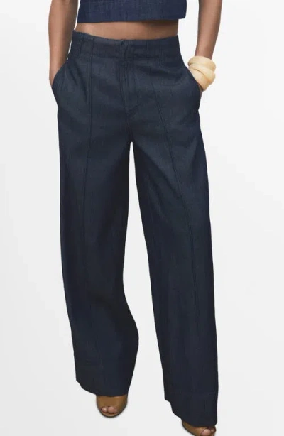 Mango High Waist Wide Leg Trouser Jeans In Blue