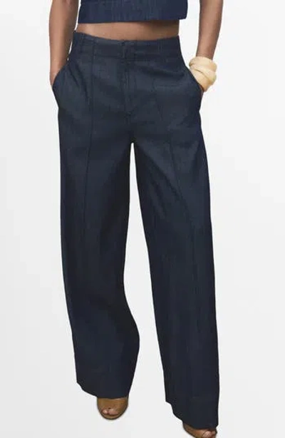 Mango High Waist Wide Leg Trouser Jeans In Open Blue