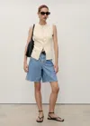 Mango High-waisted Denim Bermuda Shorts Medium Blue In Blue
