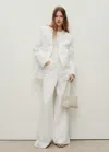 Mango High-waisted Palazzo Jeans White In White