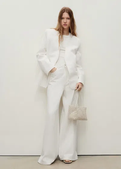 Mango High-waisted Palazzo Jeans White