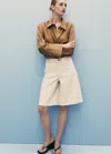 Mango High-waisted Rinse-wash Bermuda Shorts In Neutral
