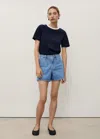 Mango High-waisted Straight-fit Denim Shorts Medium Blue