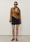 Mango High-waisted Straight-fit Denim Shorts Open Blue In Blue