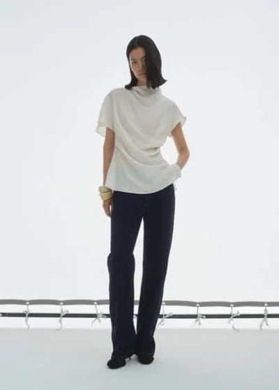 Mango High-waisted Straight-fit Rinse-wash Jeans Open Blue