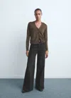 Mango High-waisted Wide-leg Jeans Black Denim In Black