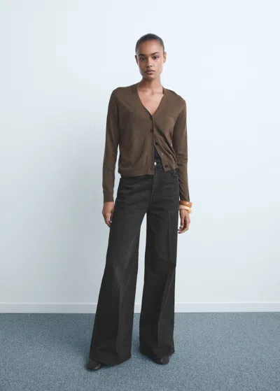 Mango High-waisted Wide-leg Jeans Black Denim
