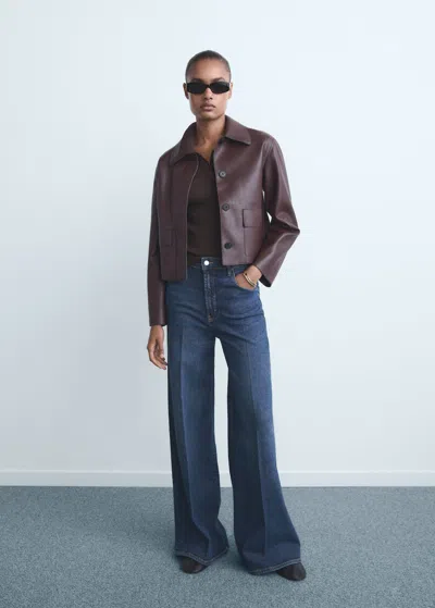 Mango High-waisted Wide-leg Jeans Dark Blue
