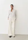 Mango High-waisted Wideleg Cotton Trousers Ecru In Ecru