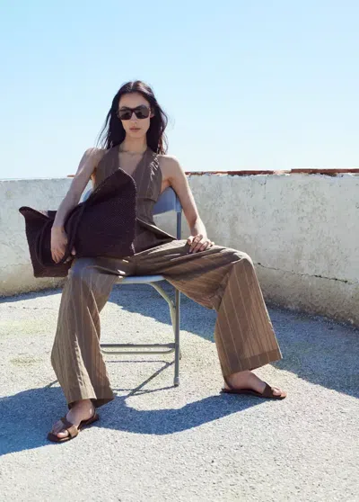 Mango High-waist Straight Pants In Brown