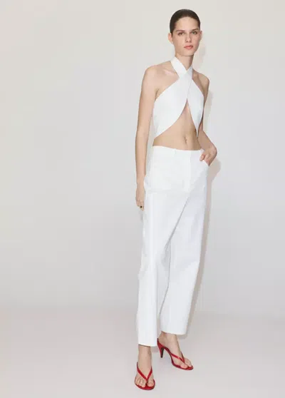 Mango High-waisted Balloon Pants In White
