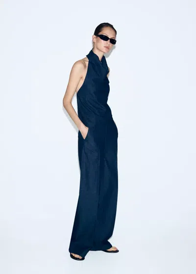 Mango High-waisted Denim Pants In Blue