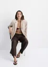 Mango High-waisted Lyocell Pants In Chocolate