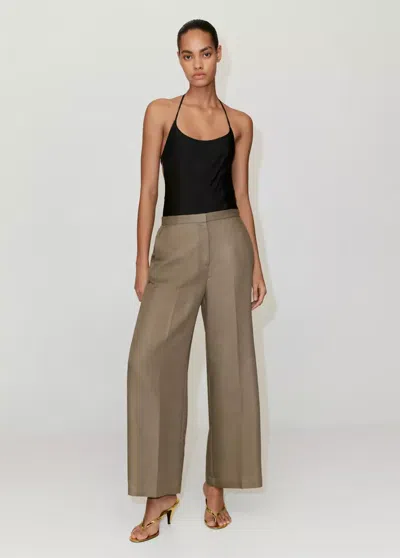 Mango High-waisted Lyocell Pants In Brown