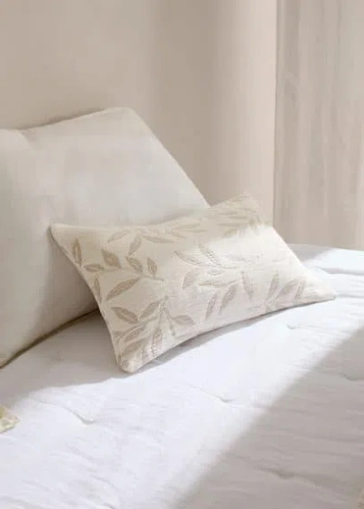 Mango Home 100% Cotton Floral-print Cushion Cover 30x50cm Beige In White