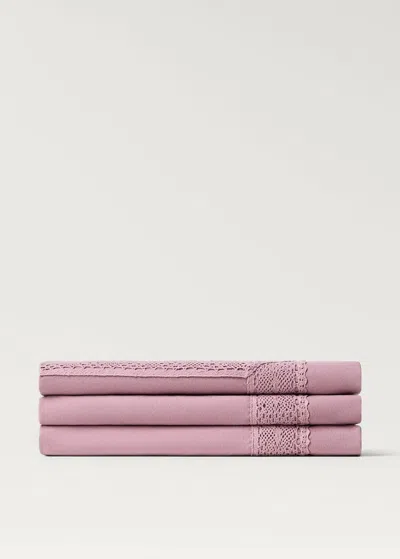 Mango Home 100% Cotton Lace Tablecloth For 6 To 8 Diners Lilac