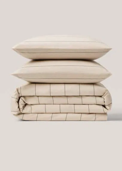 Mango Home 100% Cotton Striped Duvet Cover For Bed 135cm Beige In Neutral