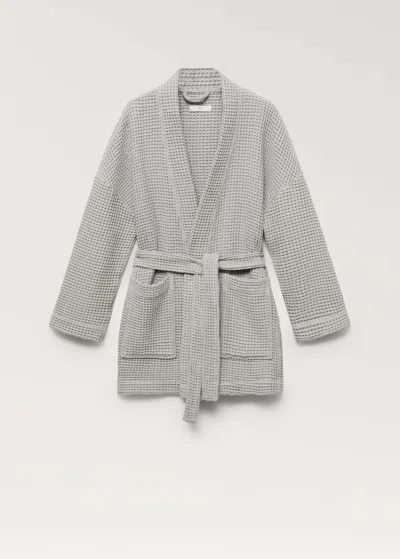 Mango Home Peignoir 100 % Coton Gaufré Gris - Home - L -  In Grey