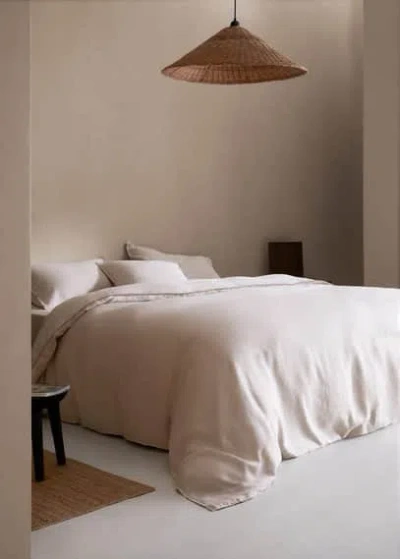 Mango Home 100% Linen Duvet Cover 60 In Beige In White