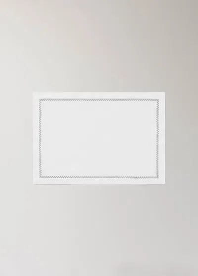 Mango Home 100% Linen Placeholder With Embroidered Detail Grey