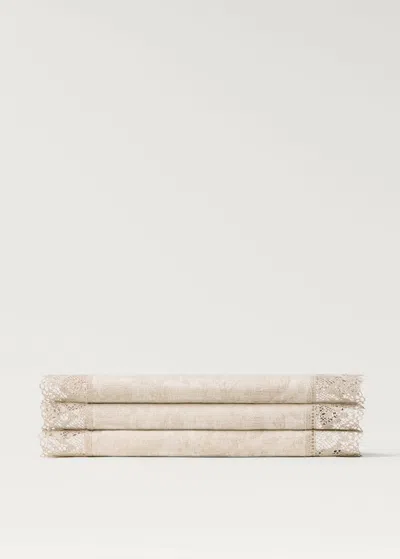 Mango Home Camino Table Linen Jacquard Floral Pointilla Sand