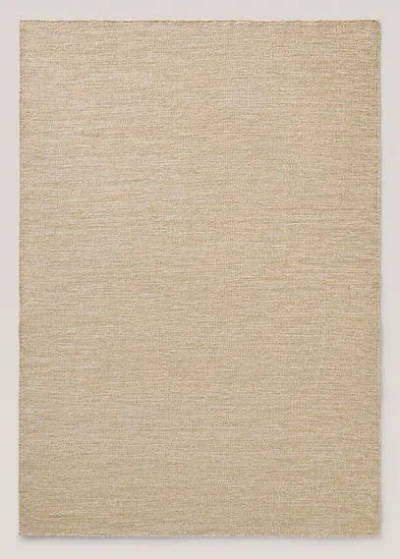 Mango Home 100% Wool Fringed Thread Rug Beige In Neutral