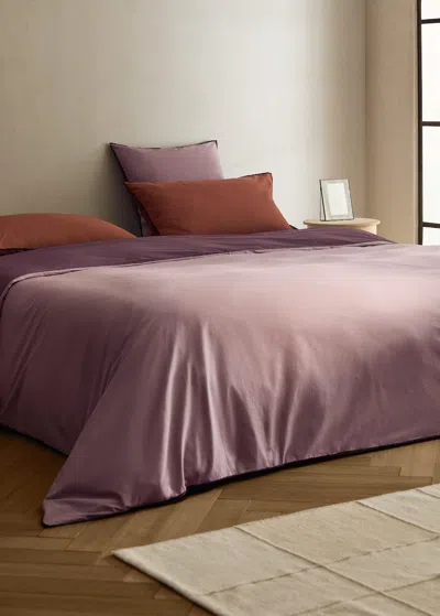 Mango Home Housse De Couette Percale De Coton 200 Fils Overlock Contraste Lit 200 Cm Prune - Home - Lit 200 Cm 