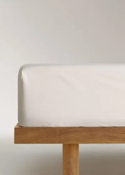 Mango Home 300-thread Count Percale Cotton Fitted Sheet For 135/140 Cm Bed Ivory White