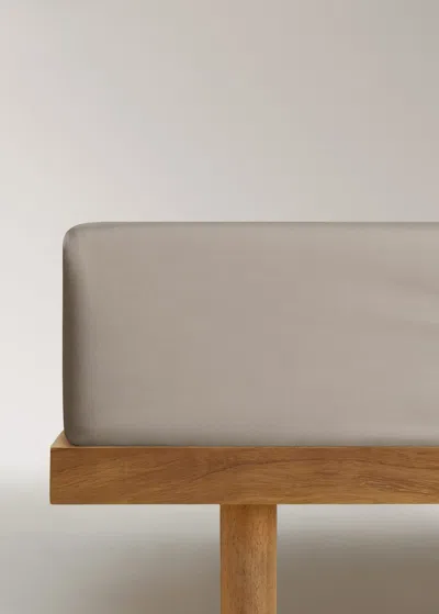 Mango Home 300-thread Count Percale Cotton Fitted Sheet For 180 Cm Bed Medium Brown