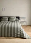 Mango Home 500 Threads Percale Cotton Striped Duvet Cover King Bed Green