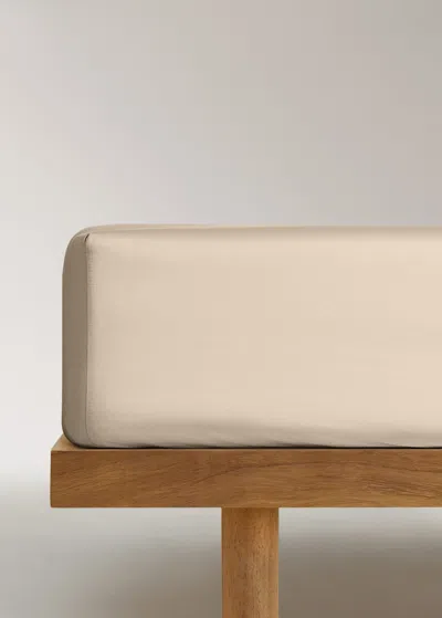 Mango Home 600-thread Satin Cotton Fitted Sheet For 200 Cm Bed Beige
