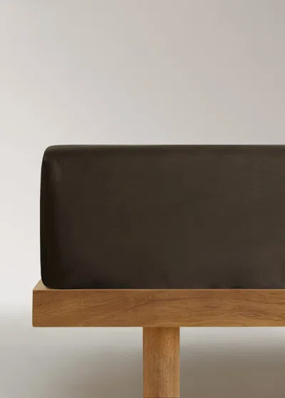 Mango Home 600 Threads Washed Cotton Fitted Sheet King Bed Chocolate