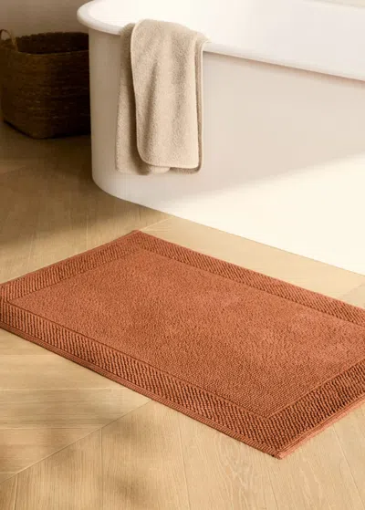 Mango Home Bath Mat With Frame Design Burnt Orange