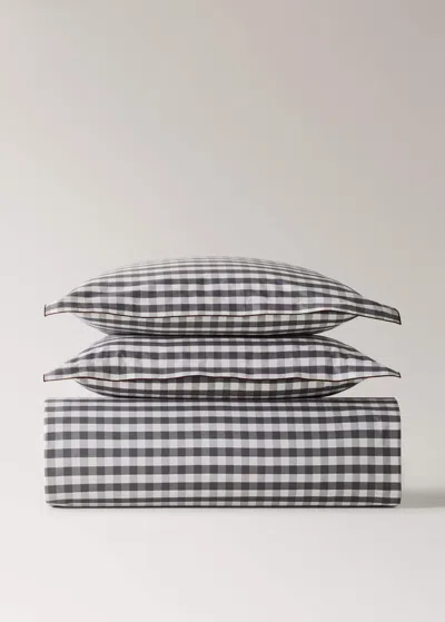 Mango Home Bedspread Cotton Percale Vichy Square Single Bed Grey