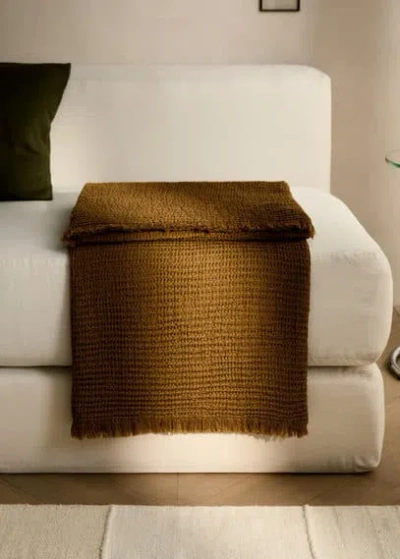 Mango Home Cotton Waffle Blanket Curry