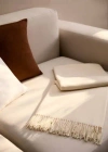 Mango Home Blanket With Fringe Detail Ecru In Brown