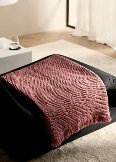 Mango Home Cotton Waffle Blanket Medium Pink In Red