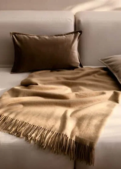 Mango Home Blanket With Fringe Detail Vanilla In Brown
