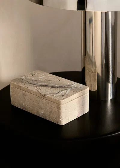 Mango Home Stone-effect Resin Box Ivory White