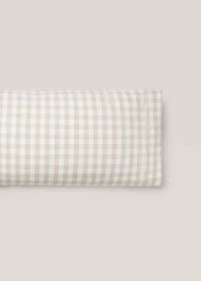 Mango Home Check Cotton Pillowcase 45x110cm Beige In Brown