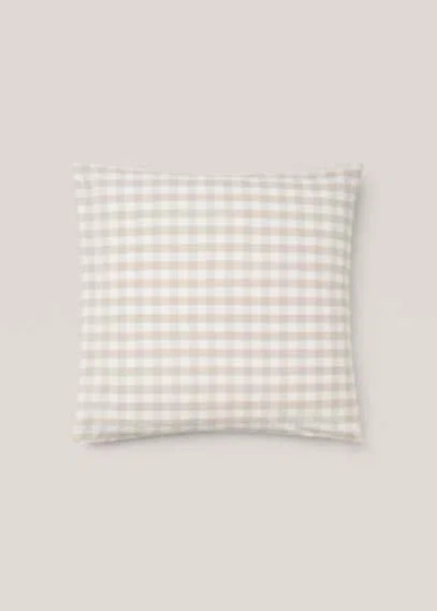 Mango Home Checkered Cotton Pillowcase 60x60cm Beige In Brown