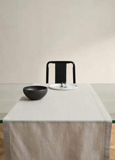 Mango Home Cotton Table Runner With Hemstitch Detail Light/pastel Grey