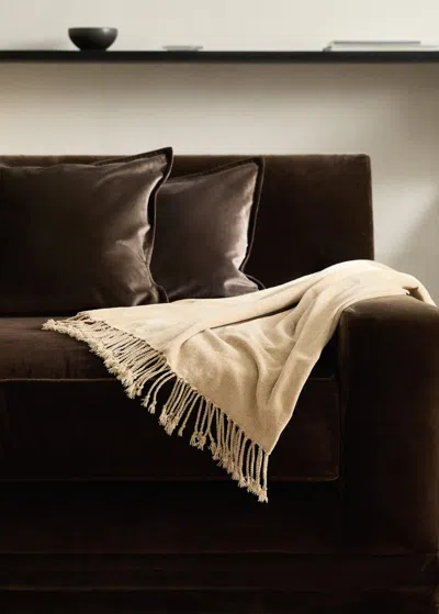 Mango Home Chenille Blanket With Fringes Sand