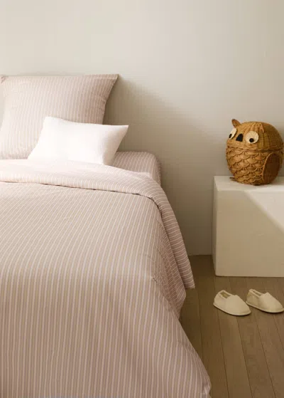 Mango Home Housse De Couette En Coton Percale À Rayures Fines Pour Lit De 90 Cm Vanille - Home - Lit 90 Cm - Ma In Pink