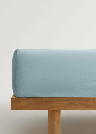 Mango Home Drap-housse Pour Enfant En Coton Lavé Double Surpiqûre Lit 90 Cm Vert D´eau - Home - Lit 90 Cm - Man In Aqua Green