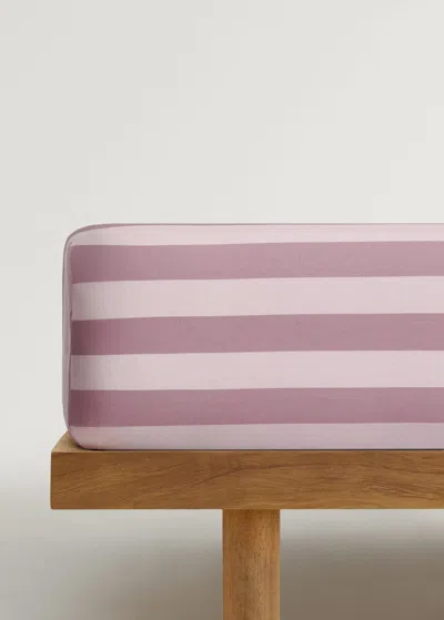Mango Home Drap-housse Enfant En Coton Percale Rayures Épaisses Lit 90 Cm Rose - Home - Lit 90 Cm -  In Pink