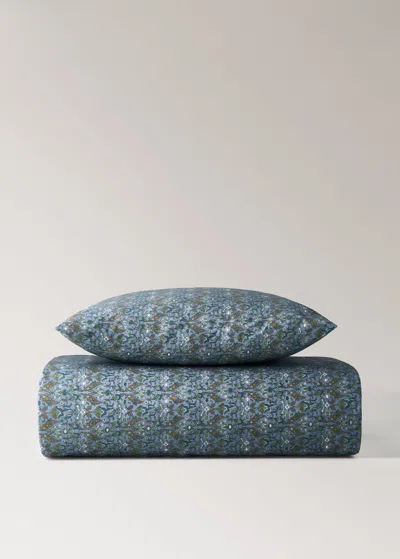 Mango Home Children's Percale Cotton Duvet Cover With Small Floral Print For 90 Cm Bed Blue