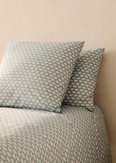 Mango Home Taie D'oreiller Enfant Coton Percale Imprimé Tortue 60x60 Cm Vert D´eau - Home - 60x60cm - Mango Hom In Aqua Green