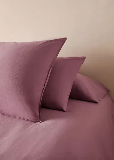 Mango Home Taie D'oreiller Enfant En Coton Lavé Double Surpiqûre 50x75 Cm Lilas - Home - 60x60cm -  In Lilac