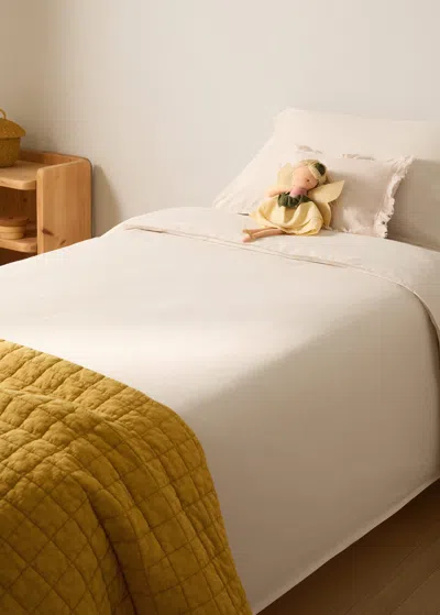 Mango Home Children's Washed Cotton Double-stitched Duvet Cover For 90 Cm Bed Ecru